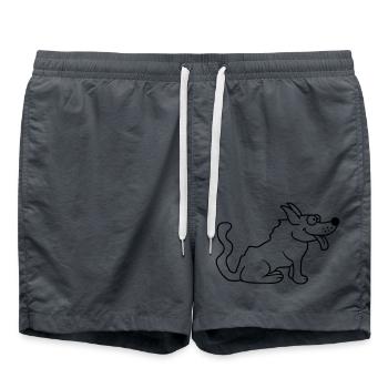 Dear dog sticks out his tongue happily - Swim Trunks - anthracite - Front - AI Model Male 185 light (185cm)