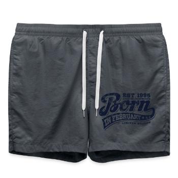 Born in February 1995 - Birthday - Gift - Swim Trunks - anthracite - Front - AI Model Male 185 light (185cm)
