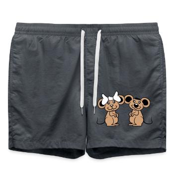 2 Mice Couple Two In Love Valentine's Day Wife Man - Swim Trunks - anthracite - Front - AI Model Male 185 light (185cm)