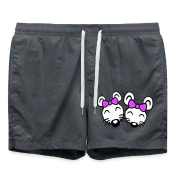 2 Mice Girlfriends Couple Two Women Girls Team - Swim Trunks - anthracite - Front - AI Model Male 185 light (185cm)
