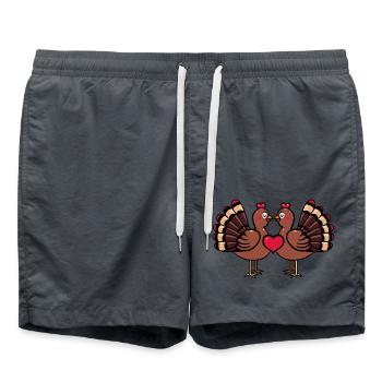 Truthahn Paar Valentinstag - Badeshorts - Anthrazit - Vorne - AI Model Male 185 light (185cm)