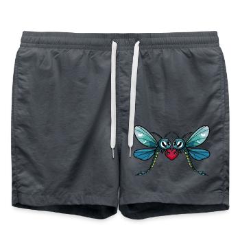 Libelle Paar Valentinstag - Badeshorts - Anthrazit - Vorne - AI Model Male 185 light (185cm)
