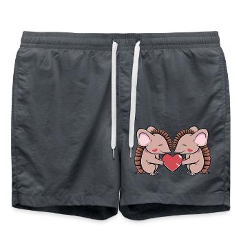 Couple de tatou amoureux Saint-Valentin - Short de bain - charbon - Devant - AI Model Male 185 light (185cm)