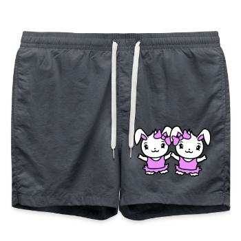 2 Lapins Fille Jolie Arc Femme Lapin Petit - Short de bain - charbon - Devant - AI Model Male 185 light (185cm)