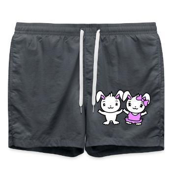 2 Bunnies Two Girlfriend Love Couple In Love Cute - Swim Trunks - anthracite - Front - AI Model Male 185 light (185cm)