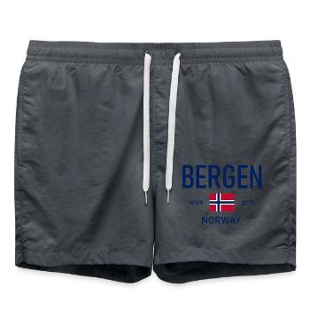 Bergen - Norway - Coordinates - Flag - Swim Trunks - anthracite - Front - AI Model Male 185 light (185cm)