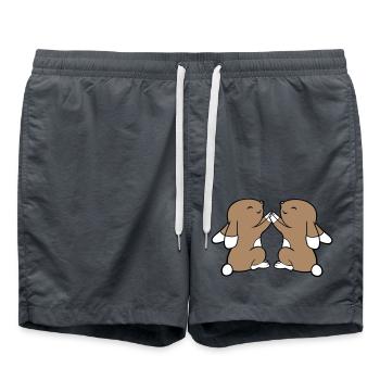 2 Bunnies Best Friends Team Hands Holding Happy - Swim Trunks - anthracite - Front - AI Model Male 185 light (185cm)
