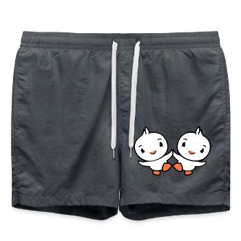 2 Ducks Friends Happy Cute Cute Friendly - Swim Trunks - anthracite - Front - AI Model Male 185 light (185cm)