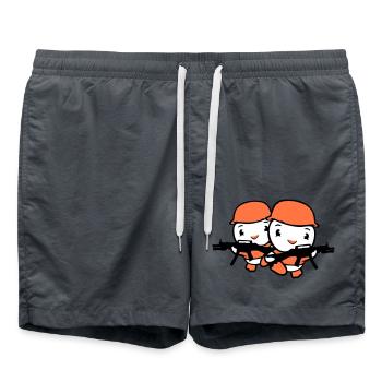 2 Enten Soldat Armee Berufssoldat Helm Waffe rennt - Badeshorts - Anthrazit - Vorne - AI Model Male 185 light (185cm)