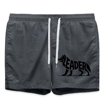 Anführer - Moivational Wolf Logo - Badeshorts - Anthrazit - Vorne - AI Model Male 185 light (185cm)