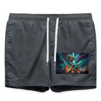 Quetzalcoatl, Aztec feathered serpent god of myth - Swim Trunks - anthracite - Front - AI Model Male 185 light (185cm)