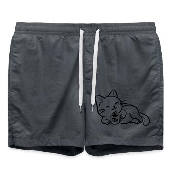 chillin tea cat - Badeshorts - Anthrazit - Vorne - AI Model Male 185 light (185cm)