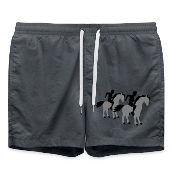 2 Pferde Reiter Team Sport Männer Jungs Freunde - Badeshorts - Anthrazit - Vorne - AI Model Male 185 light (185cm)