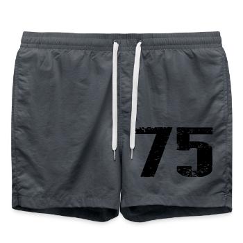 75 Zahl Trikot - Badeshorts - Anthrazit - Vorne - AI Model Male 185 light (185cm)