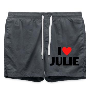 J’aime Julie Red Heart Love Fan Gift - Short de bain - charbon - Devant - AI Model Male 185 light (185cm)