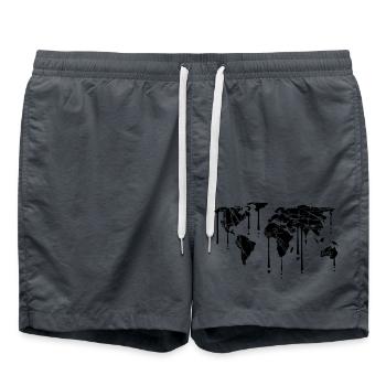 graffiti gouttes gratter terre globe carte fissures p - Short de bain - charbon - Devant - AI Model Male 185 light (185cm)