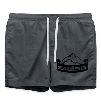 Swiss Mountain Banner Logo - Short de bain - charbon - Devant - AI Model Male 185 light (185cm)