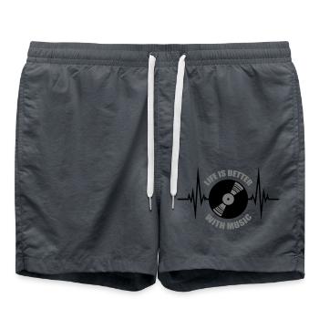 Life is Better with Music platte vinyl puls herzsc - Badeshorts - Anthrazit - Vorne - AI Model Male 185 light (185cm)
