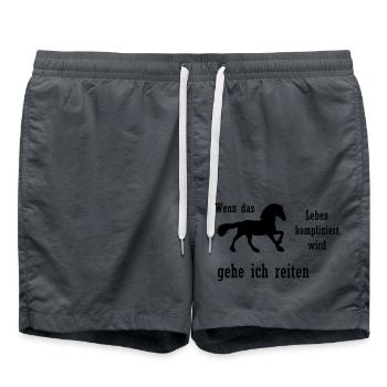 Pferde Spruch - Badeshorts - Anthrazit - Vorne - AI Model Male 185 light (185cm)