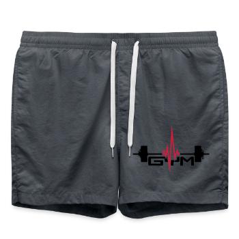 gym texte logo haltérophilie fréquence cardiaque f - Short de bain - charbon - Devant - AI Model Male 185 light (185cm)