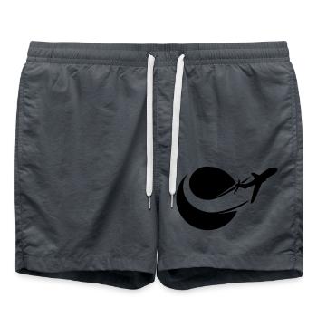 logo kreis rund schwarz linienflugzeug flugzeug fl - Badeshorts - Anthrazit - Vorne - AI Model Male 185 light (185cm)