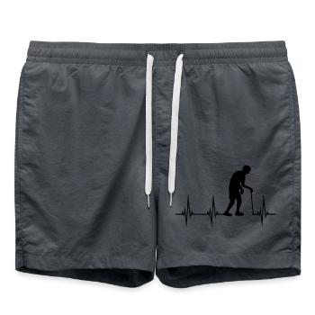 Opa Herzschlag EKG - Badeshorts - Anthrazit - Vorne - AI Model Male 185 light (185cm)