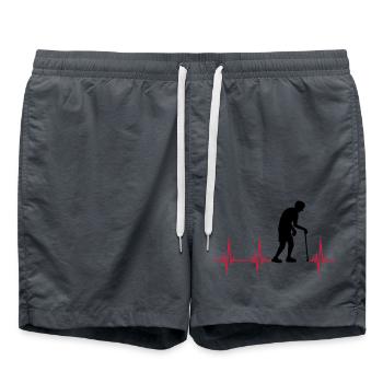 Herzschlag EKG Opa - Badeshorts - Anthrazit - Vorne - AI Model Male 185 light (185cm)