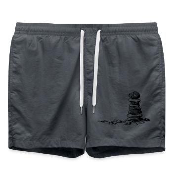 Méditation Pierres de yoga en parfait équilibre - Short de bain - charbon - Devant - AI Model Male 185 light (185cm)