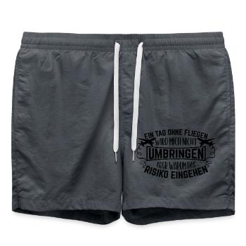 Ein Tag ohne Fliegen Pilot Flieger Flugschein - Badeshorts - Anthrazit - Vorne - AI Model Male 185 light (185cm)