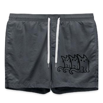 Team 3 cute cats - Swim Trunks - anthracite - Front - AI Model Male 185 light (185cm)