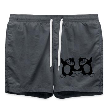 Penguin couple dances sweetly - Swim Trunks - anthracite - Front - AI Model Male 185 light (185cm)