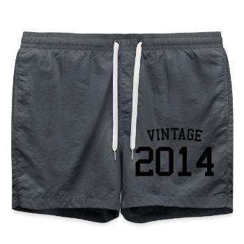 Vintage 2014 - 9 Years Old, 9th Birthday Kids - Swim Trunks - anthracite - Front - AI Model Male 185 light (185cm)