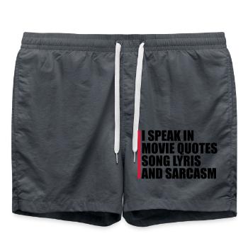 speak lyrics and sarcasm - Swim Trunks - anthracite - Front - AI Model Male 185 light (185cm)