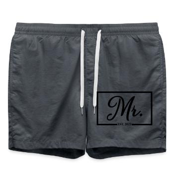 Mr. Est. 2023 Fiançailles pour la fête de mariage du marié - Short de bain - charbon - Devant - AI Model Male 185 light (185cm)