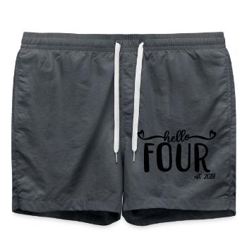 4th Birthday Kids Girls 4 Hello Four Est. 2019 - Swim Trunks - anthracite - Front - AI Model Male 185 light (185cm)