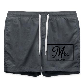 Mr. Est. 2023 Verlobung für die Hochzeitsfeier des Bräutigams - Badeshorts - Anthrazit - Vorne - AI Model Male 185 light (185cm)
