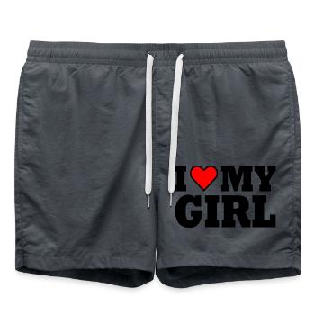 I love my girl - Swim Trunks - anthracite - Front - AI Model Male 185 light (185cm)