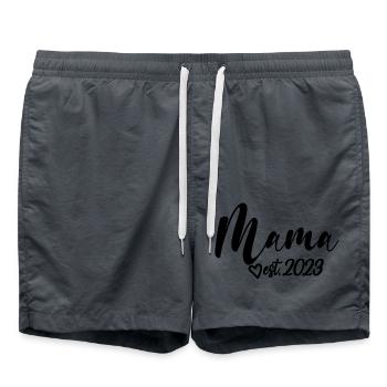 2023, werdende Mama, Schwangerschaftsankündigung - Badeshorts - Anthrazit - Vorne - AI Model Male 185 light (185cm)