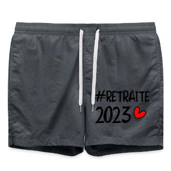 RETRAITE. BONNE RETRAITE. JOYEUSE RETRAITE. COEUR. - Short de bain - charbon - Devant - AI Model Male 185 light (185cm)