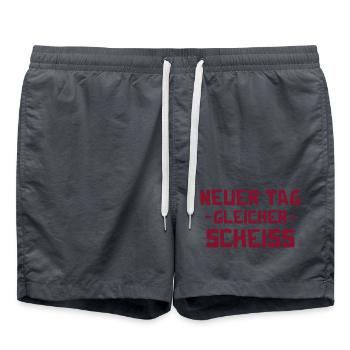 Neuer Tag - Gleicher Scheiss - Scheiß - Badeshorts - Anthrazit - Vorne - AI Model Male 185 light (185cm)