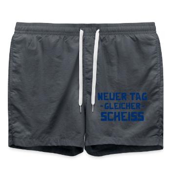 Neuer Tag - Gleicher Scheiss - Scheiß - Badeshorts - Anthrazit - Vorne - AI Model Male 185 light (185cm)