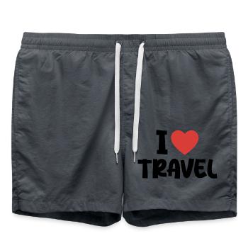 I Love Travel - Swim Trunks - anthracite - Front - AI Model Male 185 light (185cm)