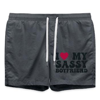 Ich liebe meinen frechen Freund - Badeshorts - Anthrazit - Vorne - AI Model Male 185 light (185cm)
