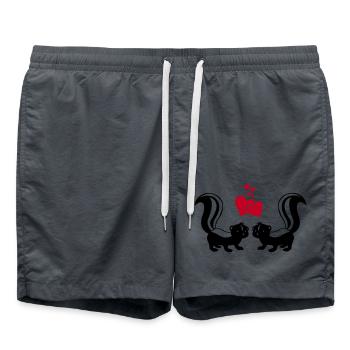 stinktiere in love - Badeshorts - Anthrazit - Vorne - AI Model Male 185 light (185cm)