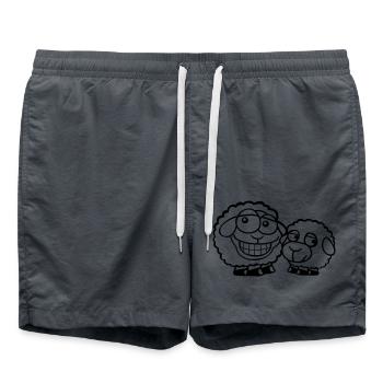 2 Schafe Freunde Team Crew Papa Familie Baby Mama - Badeshorts - Anthrazit - Vorne - AI Model Male 185 light (185cm)