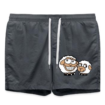 2 Schafe Freunde Team Crew Papa Familie Baby Mama - Badeshorts - Anthrazit - Vorne - AI Model Male 185 light (185cm)