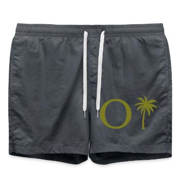 Lettre o vert Palm - Short de bain - charbon - Devant - AI Model Male 185 light (185cm)