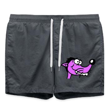 Dog looks stupid guy funny stupid crazy funny - Swim Trunks - anthracite - Front - AI Model Male 185 light (185cm)