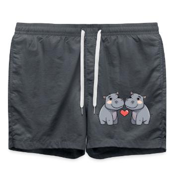 Nilpferd Paar Valentinstag - Badeshorts - Anthrazit - Vorne - AI Model Male 185 light (185cm)