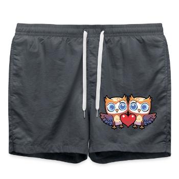 Couple de hiboux Saint-Valentin - Short de bain - charbon - Devant - AI Model Male 185 light (185cm)
